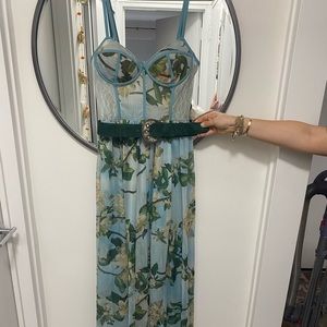 Pat Bo floral bustier belted maxi dress LAST ONE